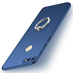 Funda Dura Plastico Rigida Carcasa Mate con Anillo de dedo Soporte A02 para Huawei Enjoy 8 Azul