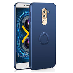 Funda Dura Plastico Rigida Carcasa Mate con Anillo de dedo Soporte A02 para Huawei Honor 6X Azul