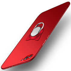Funda Dura Plastico Rigida Carcasa Mate con Anillo de dedo Soporte A02 para Huawei Honor V10 Rojo