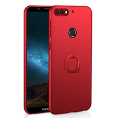 Funda Dura Plastico Rigida Carcasa Mate con Anillo de dedo Soporte A03 para Huawei Honor 7C Rojo