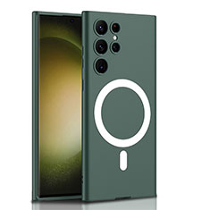 Funda Dura Plastico Rigida Carcasa Mate con Mag-Safe Magnetic AC1 para Samsung Galaxy S22 Ultra 5G Verde
