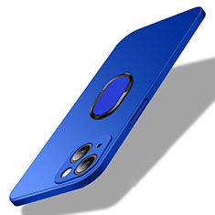 Funda Dura Plastico Rigida Carcasa Mate con Magnetico Anillo de dedo Soporte A01 para Apple iPhone 13 Azul