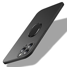 Funda Dura Plastico Rigida Carcasa Mate con Magnetico Anillo de dedo Soporte A01 para Apple iPhone 13 Pro Max Negro