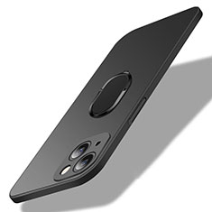 Funda Dura Plastico Rigida Carcasa Mate con Magnetico Anillo de dedo Soporte A01 para Apple iPhone 15 Plus Negro