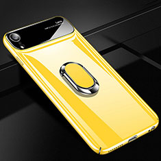 Funda Dura Plastico Rigida Carcasa Mate con Magnetico Anillo de dedo Soporte A01 para Apple iPhone XR Amarillo