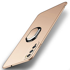 Funda Dura Plastico Rigida Carcasa Mate con Magnetico Anillo de dedo Soporte A01 para Huawei Enjoy 20 Pro 5G Oro