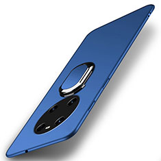 Funda Dura Plastico Rigida Carcasa Mate con Magnetico Anillo de dedo Soporte A01 para Huawei Mate 40 Azul