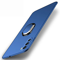 Funda Dura Plastico Rigida Carcasa Mate con Magnetico Anillo de dedo Soporte A01 para Huawei Mate 40 Lite 5G Azul