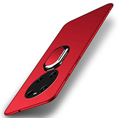 Funda Dura Plastico Rigida Carcasa Mate con Magnetico Anillo de dedo Soporte A01 para Huawei Mate 40E 5G Rojo