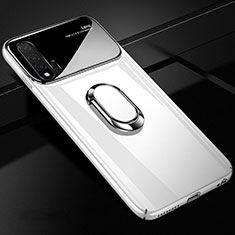 Funda Dura Plastico Rigida Carcasa Mate con Magnetico Anillo de dedo Soporte A01 para Huawei Nova 6 5G Blanco