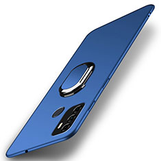 Funda Dura Plastico Rigida Carcasa Mate con Magnetico Anillo de dedo Soporte A01 para Oppo A53s Azul