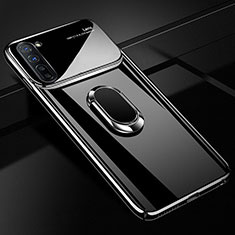 Funda Dura Plastico Rigida Carcasa Mate con Magnetico Anillo de dedo Soporte A01 para Oppo F15 Negro