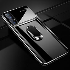 Funda Dura Plastico Rigida Carcasa Mate con Magnetico Anillo de dedo Soporte A01 para Oppo Find X2 Neo Negro