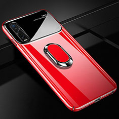 Funda Dura Plastico Rigida Carcasa Mate con Magnetico Anillo de dedo Soporte A01 para Oppo Find X2 Pro Rojo