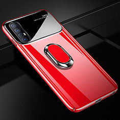 Funda Dura Plastico Rigida Carcasa Mate con Magnetico Anillo de dedo Soporte A01 para Oppo Reno3 Pro Rojo