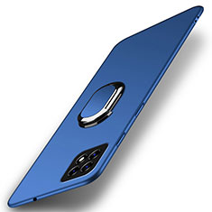 Funda Dura Plastico Rigida Carcasa Mate con Magnetico Anillo de dedo Soporte A01 para Oppo Reno4 SE 5G Azul