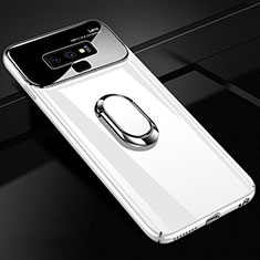 Funda Dura Plastico Rigida Carcasa Mate con Magnetico Anillo de dedo Soporte A01 para Samsung Galaxy Note 9 Blanco