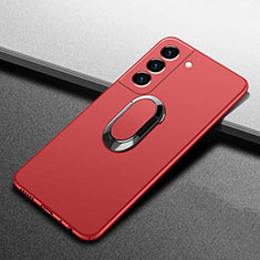 Funda Dura Plastico Rigida Carcasa Mate con Magnetico Anillo de dedo Soporte A01 para Samsung Galaxy S21 FE 5G Rojo
