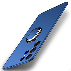 Funda Dura Plastico Rigida Carcasa Mate con Magnetico Anillo de dedo Soporte A01 para Samsung Galaxy S21 Ultra 5G Azul