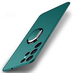 Funda Dura Plastico Rigida Carcasa Mate con Magnetico Anillo de dedo Soporte A01 para Samsung Galaxy S21 Ultra 5G Verde
