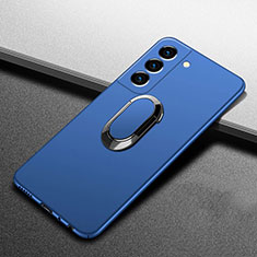 Funda Dura Plastico Rigida Carcasa Mate con Magnetico Anillo de dedo Soporte A01 para Samsung Galaxy S22 5G Azul