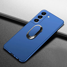 Funda Dura Plastico Rigida Carcasa Mate con Magnetico Anillo de dedo Soporte A01 para Samsung Galaxy S24 Plus 5G Azul