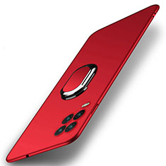 Funda Dura Plastico Rigida Carcasa Mate con Magnetico Anillo de dedo Soporte A01 para Xiaomi Mi 10 Lite Rojo