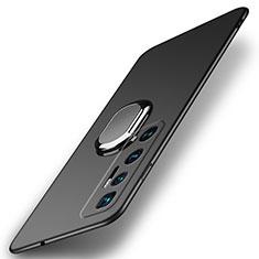 Funda Dura Plastico Rigida Carcasa Mate con Magnetico Anillo de dedo Soporte A01 para Xiaomi Mi 10 Ultra Negro