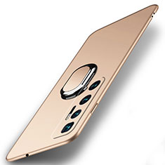 Funda Dura Plastico Rigida Carcasa Mate con Magnetico Anillo de dedo Soporte A01 para Xiaomi Mi 10 Ultra Oro