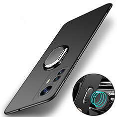 Funda Dura Plastico Rigida Carcasa Mate con Magnetico Anillo de dedo Soporte A01 para Xiaomi Mi 12 5G Negro