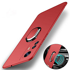Funda Dura Plastico Rigida Carcasa Mate con Magnetico Anillo de dedo Soporte A01 para Xiaomi Mi 12 5G Rojo