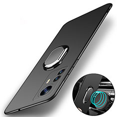 Funda Dura Plastico Rigida Carcasa Mate con Magnetico Anillo de dedo Soporte A01 para Xiaomi Mi 12S 5G Negro