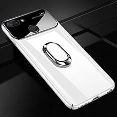 Funda Dura Plastico Rigida Carcasa Mate con Magnetico Anillo de dedo Soporte A01 para Xiaomi Mi 8 Lite Blanco