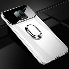 Funda Dura Plastico Rigida Carcasa Mate con Magnetico Anillo de dedo Soporte A01 para Xiaomi Redmi 10X 5G Blanco