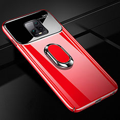 Funda Dura Plastico Rigida Carcasa Mate con Magnetico Anillo de dedo Soporte A01 para Xiaomi Redmi 10X 5G Rojo