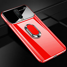 Funda Dura Plastico Rigida Carcasa Mate con Magnetico Anillo de dedo Soporte A02 para Xiaomi Poco X2 Rojo