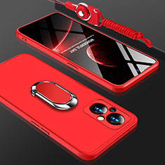 Funda Dura Plastico Rigida Carcasa Mate con Magnetico Anillo de dedo Soporte GK1 para Oppo F21 Pro 5G Rojo