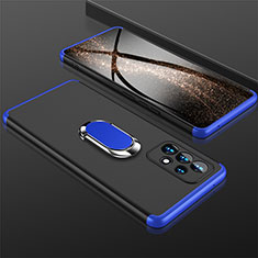 Funda Dura Plastico Rigida Carcasa Mate con Magnetico Anillo de dedo Soporte GK1 para Samsung Galaxy A53 5G Azul y Negro