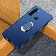 Funda Dura Plastico Rigida Carcasa Mate con Magnetico Anillo de dedo Soporte K01 para Xiaomi Redmi Note 8 (2021) Azul