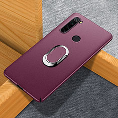 Funda Dura Plastico Rigida Carcasa Mate con Magnetico Anillo de dedo Soporte K01 para Xiaomi Redmi Note 8 (2021) Rojo