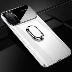 Funda Dura Plastico Rigida Carcasa Mate con Magnetico Anillo de dedo Soporte N01 para Huawei P40 Blanco