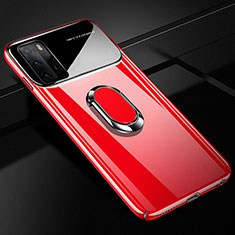 Funda Dura Plastico Rigida Carcasa Mate con Magnetico Anillo de dedo Soporte N01 para Huawei P40 Rojo