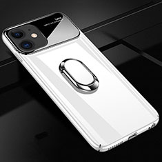 Funda Dura Plastico Rigida Carcasa Mate con Magnetico Anillo de dedo Soporte P01 para Apple iPhone 11 Blanco