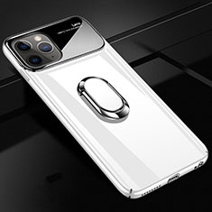 Funda Dura Plastico Rigida Carcasa Mate con Magnetico Anillo de dedo Soporte P01 para Apple iPhone 11 Pro Max Blanco