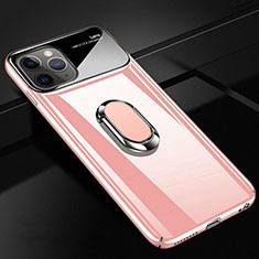Funda Dura Plastico Rigida Carcasa Mate con Magnetico Anillo de dedo Soporte P01 para Apple iPhone 11 Pro Max Oro Rosa