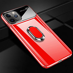 Funda Dura Plastico Rigida Carcasa Mate con Magnetico Anillo de dedo Soporte P01 para Apple iPhone 11 Pro Max Rojo