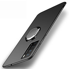 Funda Dura Plastico Rigida Carcasa Mate con Magnetico Anillo de dedo Soporte P01 para Huawei Honor Play4 5G Negro