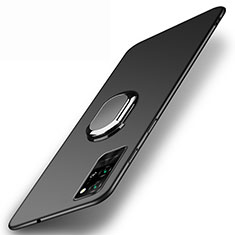 Funda Dura Plastico Rigida Carcasa Mate con Magnetico Anillo de dedo Soporte P01 para Huawei Honor Play4 Pro 5G Negro
