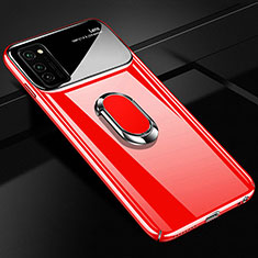 Funda Dura Plastico Rigida Carcasa Mate con Magnetico Anillo de dedo Soporte P01 para Huawei Honor V30 5G Rojo