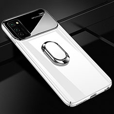 Funda Dura Plastico Rigida Carcasa Mate con Magnetico Anillo de dedo Soporte P01 para Huawei Honor V30 Pro 5G Blanco